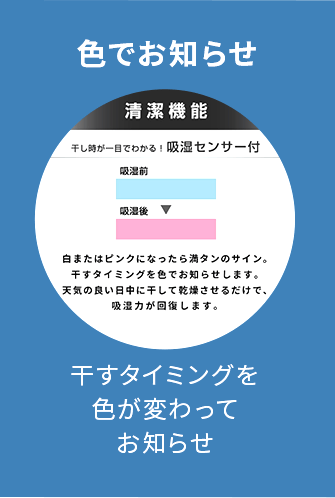 干すタイミングを色が変わってお知らせ