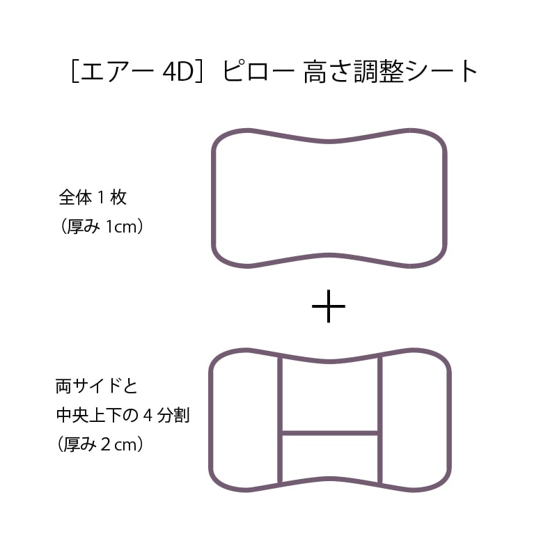 エアー4D］ピロー （低）63×38×11cm グレー 側地：ポリエステル
