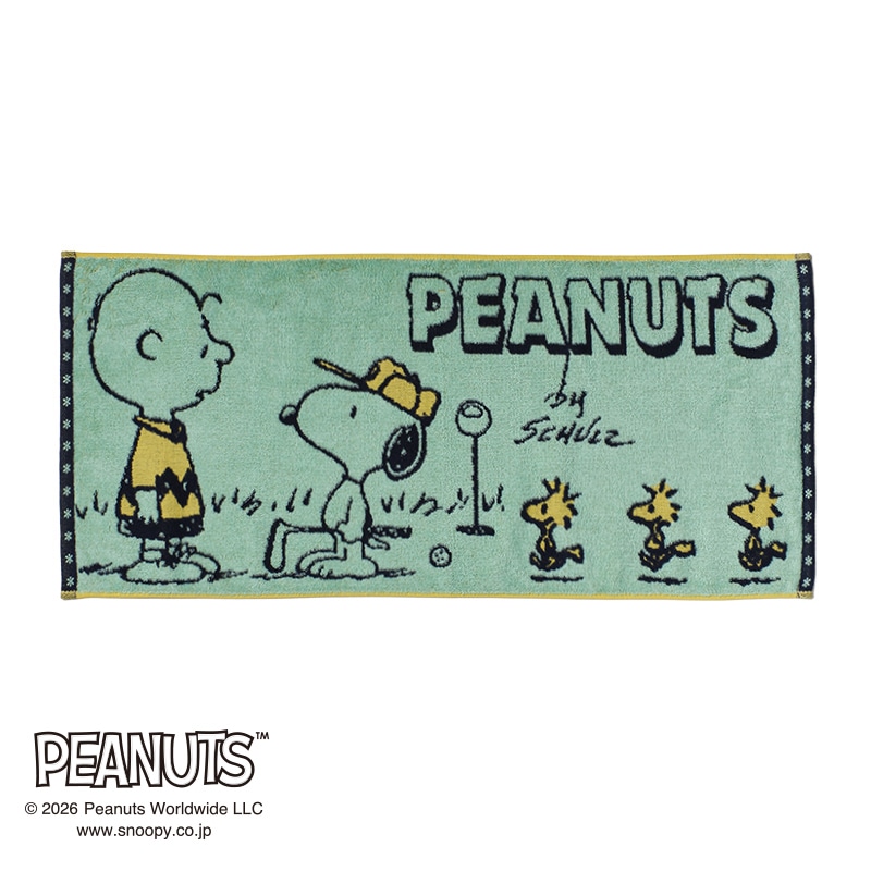 ピーナッツ フェイスタオル(（フェイスタオル）34×80cm グリーン