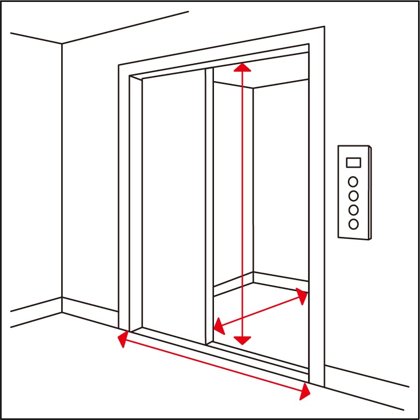 エレベーターの高さ・幅・奥行を確認。