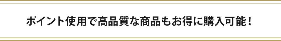 ポイント使用で高品質な商品もお得に購入可能！